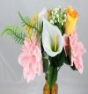 Calla Lilly Rose Bud and Dahlia Pink and Golden Yellow